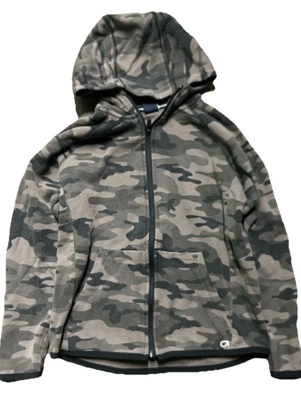 Girls Gap Fit Grey Camouflage Full Zip Athletic Sweatshirt Size Medium (8)